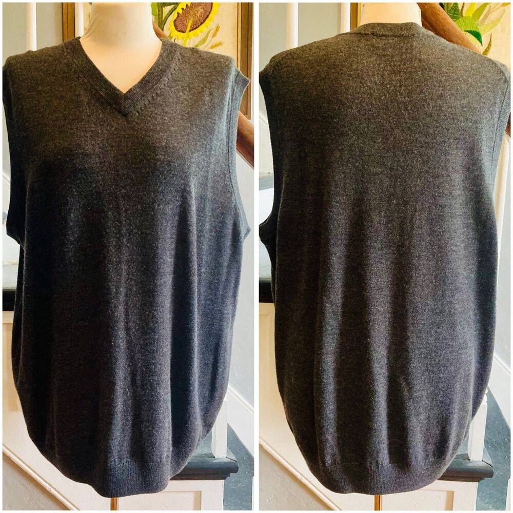 Modern, Vintage-inspired Extra Fine Merino Charcoal Grey Sweater Vest Turnbury